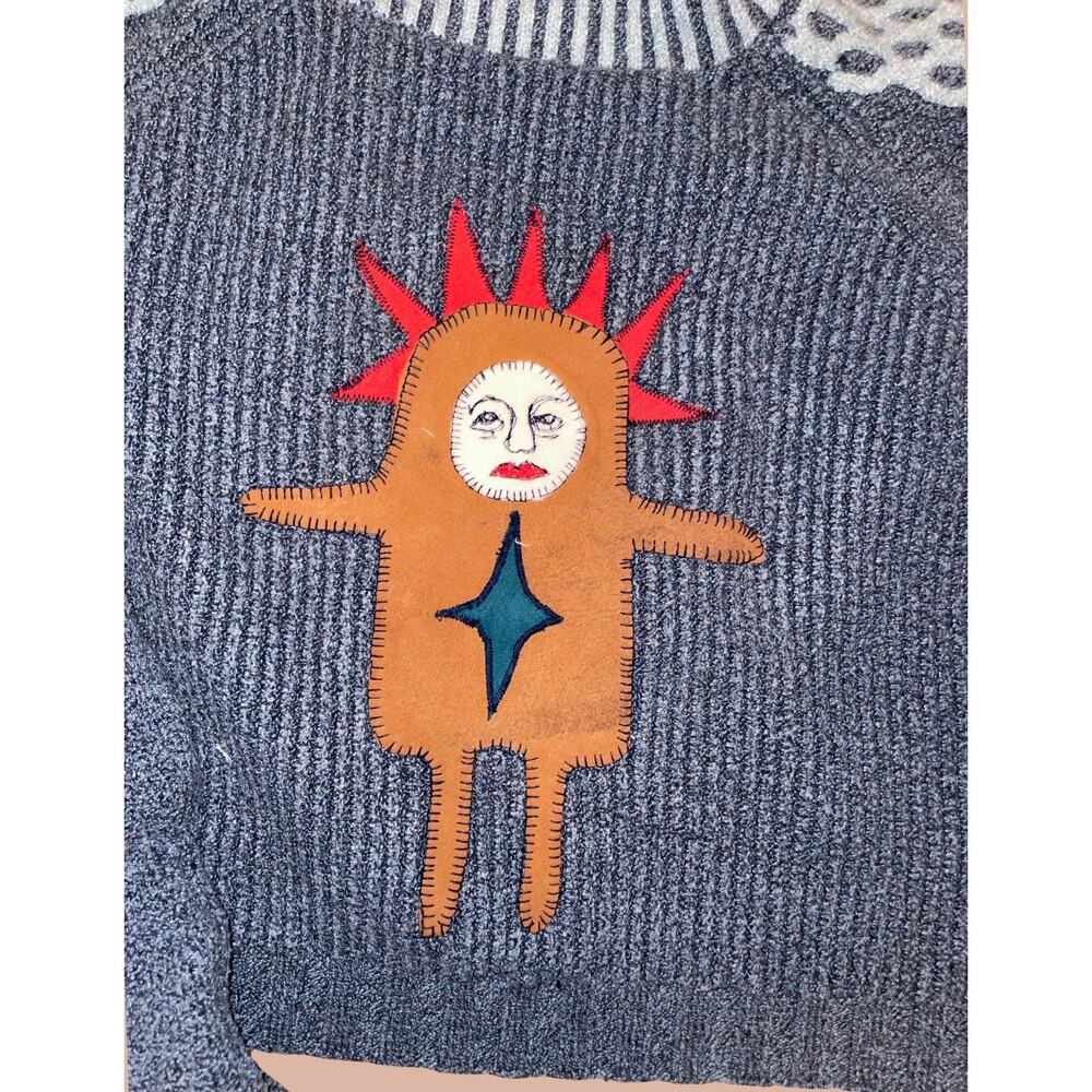 Small Upcycled Knit Sweater | Wild Fable Maximalist Reworked Recycled Fashion - Picture 2 of 4